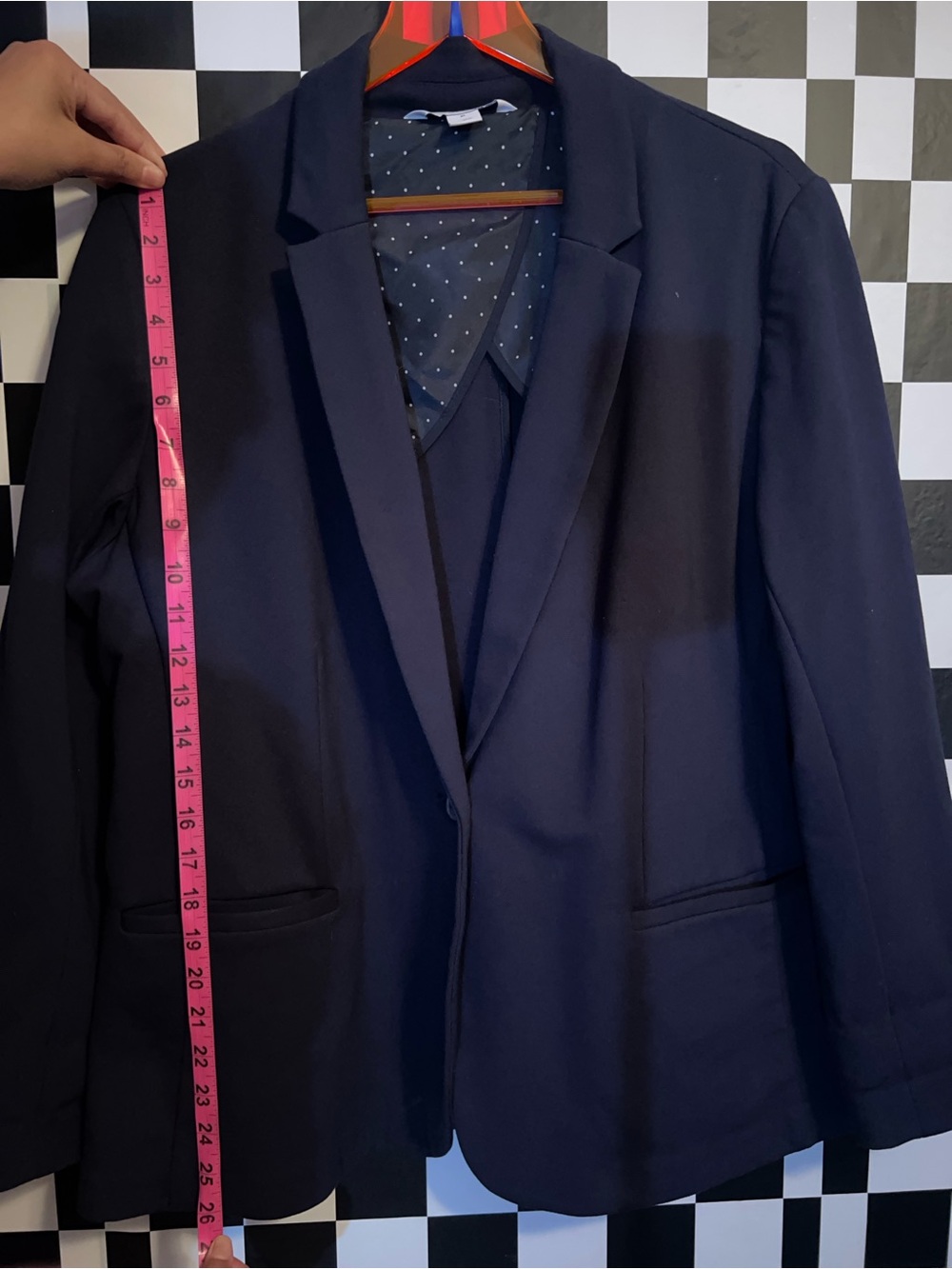 Old Navy Navy Blazer with Polka Dot Lining - Picture 5 of 7